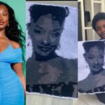 Tems surprised fan who made crochet portrait of her with N3 million